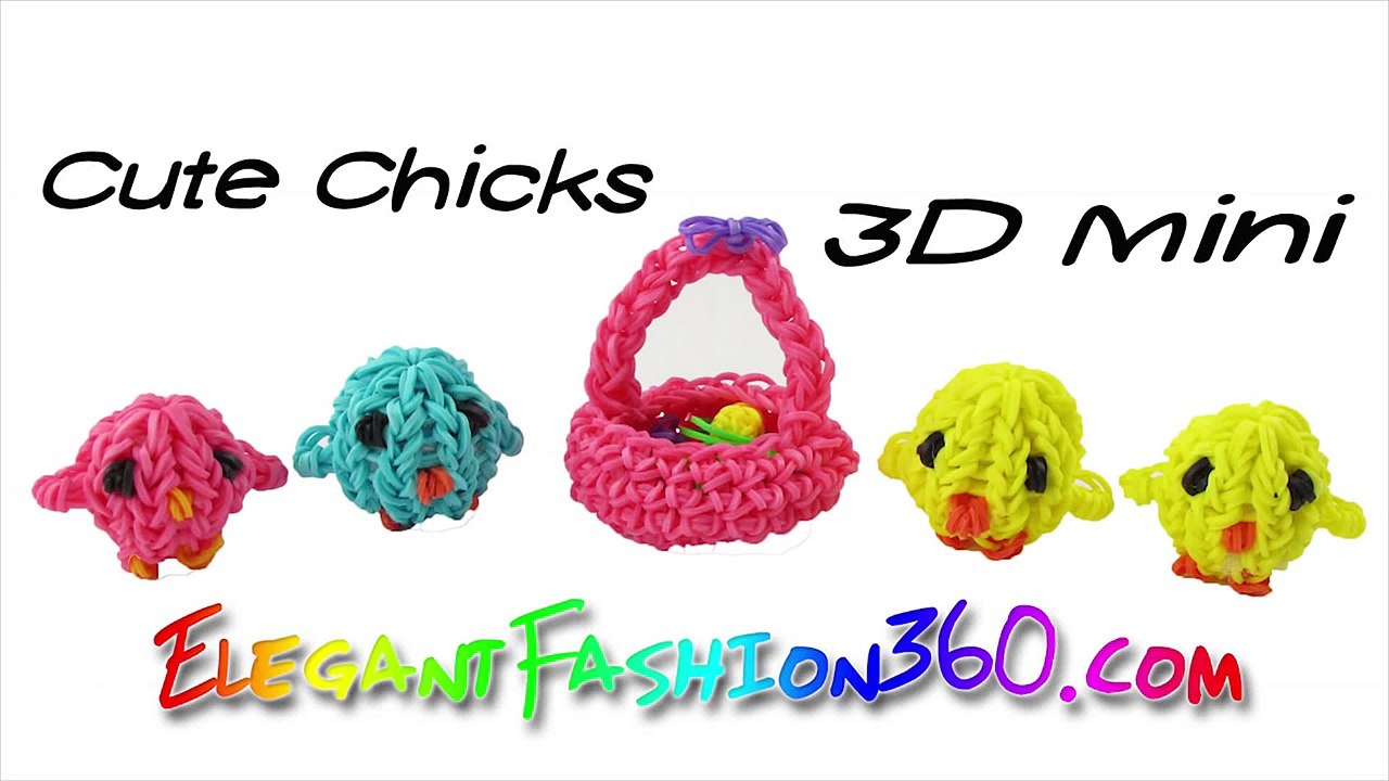 Rainbow Loom Cute Baby Chick 3D Charm Easter - How to loom bands