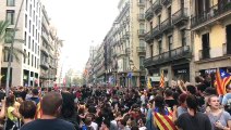 Desenes de milers d'estudiants a Gran Via amb Via Laietana