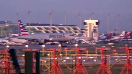 American airlines B 767-300ER Landing at barcelona runway