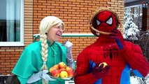 Spiderman SURPRISE to Joker w/ Frozen Elsa Joker Maleficent Anna Spidergirl Superhero Fun