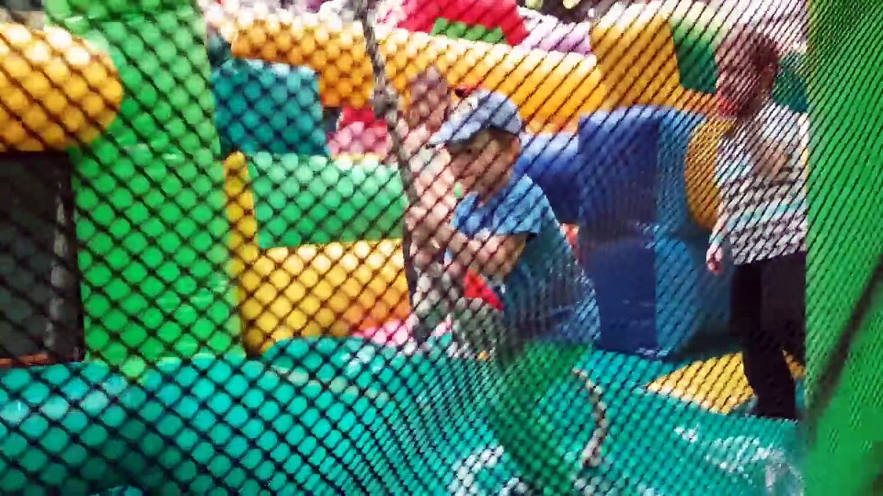 Indoor playground fun for kids with inflatable slides, castle, trampoline carousel..