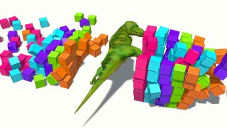 VIDS for KIDS in 3d (HD) - Kung Fu Dinosaur Mr.T-Rex Smashing Cubes - AApV