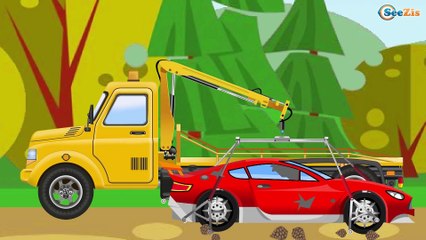 The Blue Police Car & Racing Car Сhase - The Big Race in the City of Cars Cartoons for Children