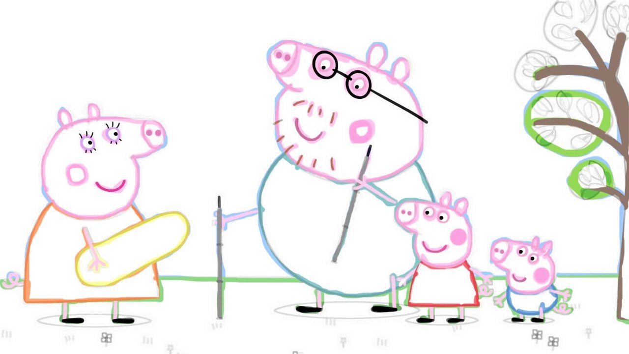 Cartoon Peppa Pig puts a tent #