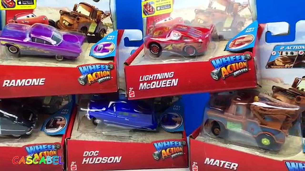 COLECCION DE DISNEY PIXAR CARS ROAD TRIP WHEELS ACTION RAYO MCQUEEN MATER SHERRIFF DOC HUDSON RAMONE - video dailymotion