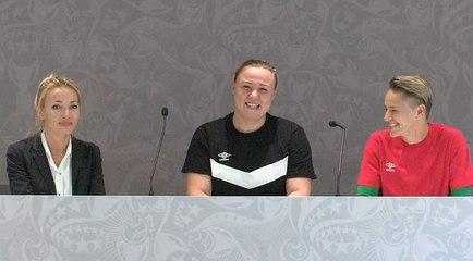 Point presse : Elena Suslova et Iryna Zvarich avant MHSC - Zvezda !