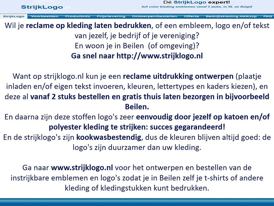 Reclame kleding bedrukken Beilen