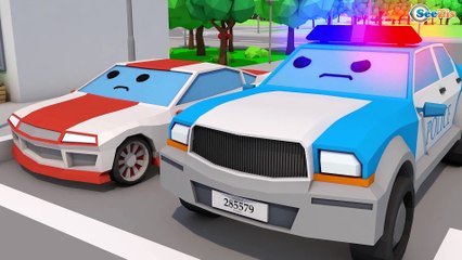 Learn Colors with Bad Baby Colored Cars Giant Police Car Emergency Little Cars & Trucks for kids