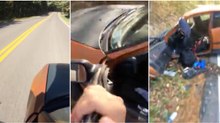 "Inteligente" usa carro como um skate numa descida e quase vai desta para melhor