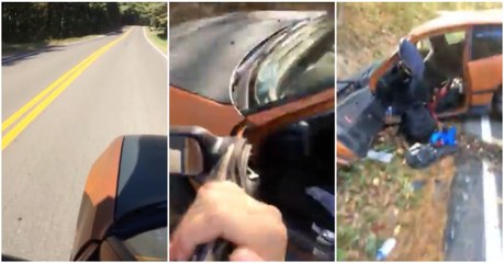 "Inteligente" usa carro como um skate numa descida e quase vai desta para melhor