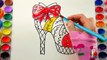 Learn to Draw and Color a Strawberry Shoes Coloring Page for Kids learning Colors