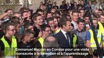 Macron en visite en Corrèze, les salariés de GM&S bousculés