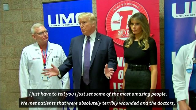 President Trump and Melania visit Las Vegas shooting victims