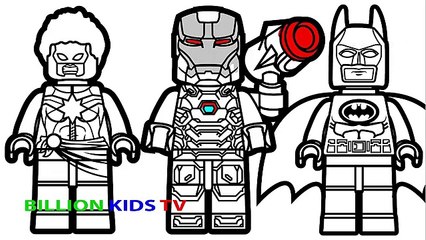 Lego Batman vs Lego Captain Marvel vs Lego War Machine Coloring Book Coloring Pages Kids Fun Art