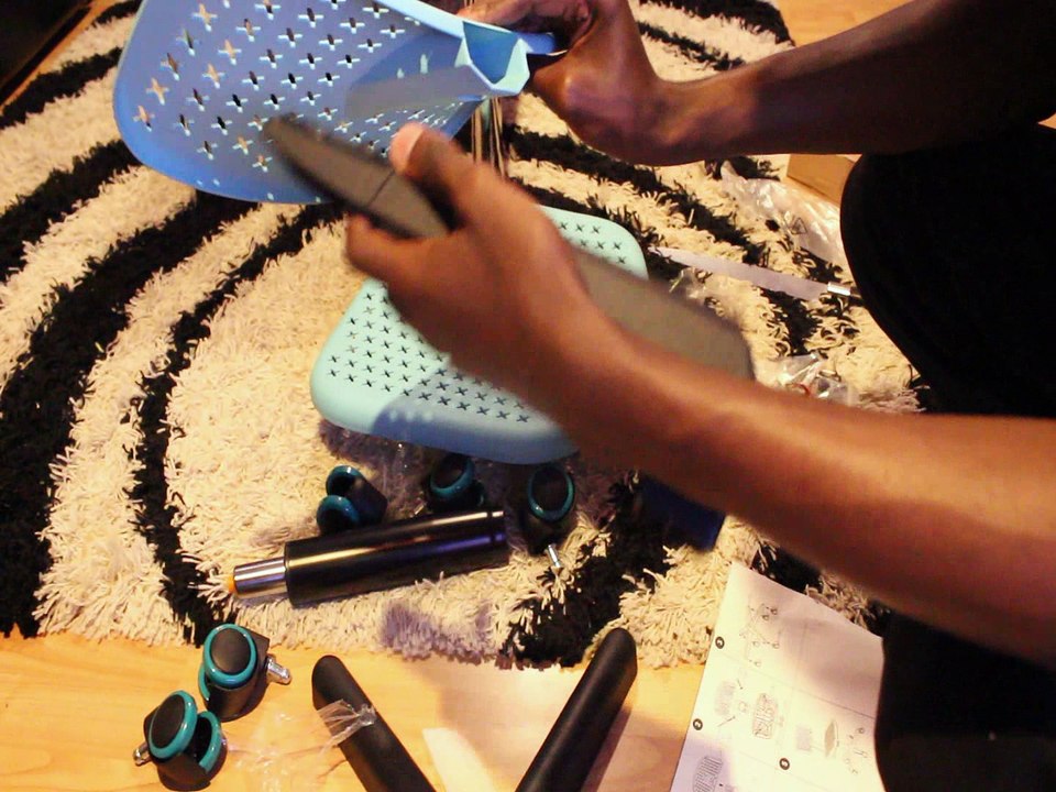 FurnitureR Home Office Task Computer Chairs Mid Back Swivel Adjustable for Children Kids Study, TURQUOISE UNBOXING SET U