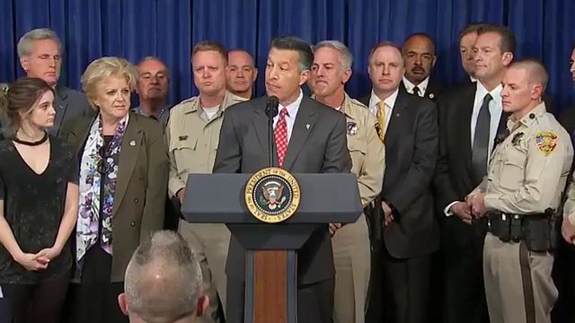 President Donald J. Trump and first lady Melania Trump speak in Las Vegas