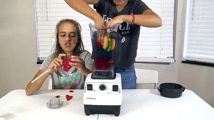 GIANT GUMMY WORM CANDY - WILL IT BLEND? Challenge with Sophia Sarah