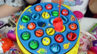 Lets Go Fishing Game Toy Challenge | Kinder Joy Eggs | Fashems | MLP | Glitzi Globes