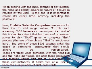 How to Retrieve Toshiba Satellite’s BIOS password?