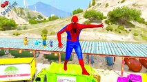 Learn Color Helicopter Trash Cars & Truck In Trouble w Train Trev Diesel by Spiderman Cars Cartoon