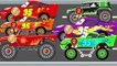 はたらくくるまのまとめ人気動画★乗り物の色を学ぶ レーシングカーと警察の追跡 修理ロード機械★Fun Race Cars Wash fo Kids !
