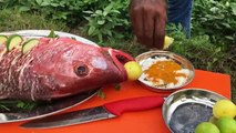 Steaming a 12 Pound Red Snapper - Steaming a Big Fish - Steaming a Fish in Our Village