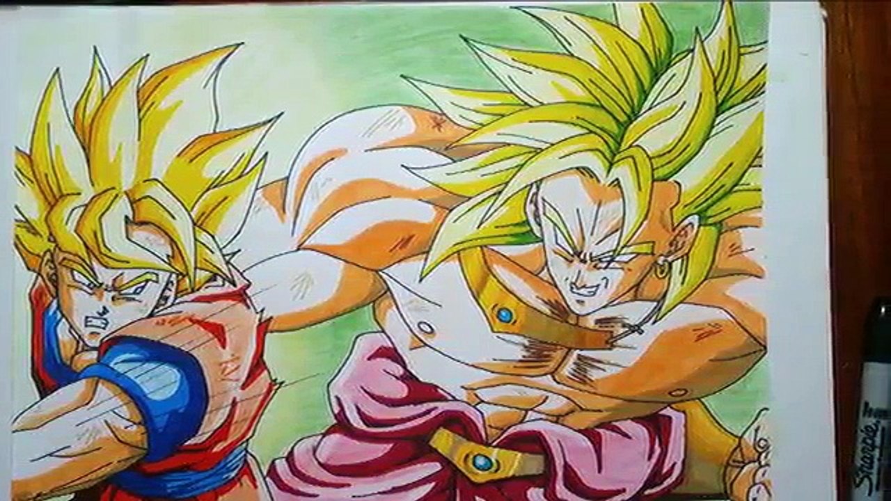 Dibujando a Goku vs Broly. Drawing Goku vs Broly. speed drawing goku VS broly