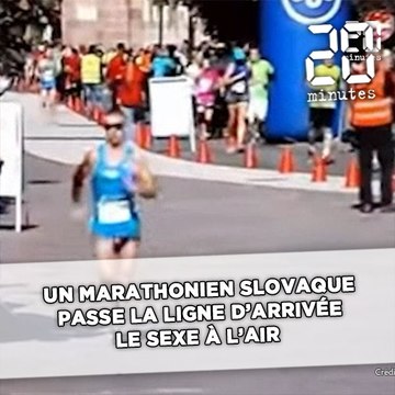 Il est libre Max: Un marathonien slovaque passe la ligne d'arrivée avec le sexe à l'air