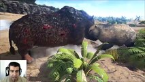 ARK Survival Evolved Woolly Rhino VS Direbear Batalla dinosaurios arena Gameplay español