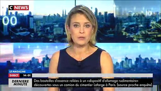 Des bouteilles d'essence reliées à un dispositif d'allumage rudimentaire découvertes ce matin sous un camion Lafarge