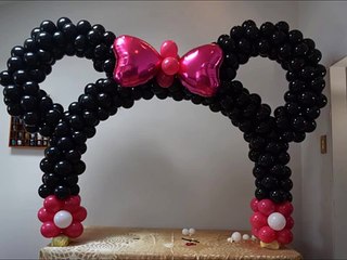 Minnie mouse table balloon arch DIY Beautiful balloon decor piece for Mickey birthday parties