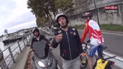 Paris : Une violente dispute éclate entre un cycliste deux scootéristes (Vidéo)