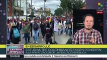 Estudiantes colombianos marchan en defensa de la educación pública