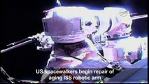 US spacewalkers begin repair of aging ISS robotic arm