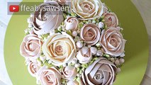 Beautiful Bouquets 4/5: Bridal silk domed buttercream flower bouquet cake tutorial step by step