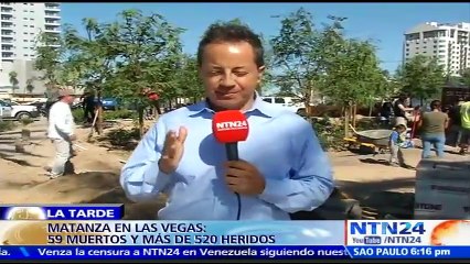 Voluntarios trabajan en el jardín de la sanación, homenaje a las víctimas de la tragedia en Las Vegas