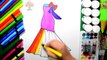 Draw and Color Princess Rainbow Dress Coloring Page and Learn Colors for Kids
