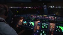 Take-off aircraft Airbus A340-300 Cockpit View