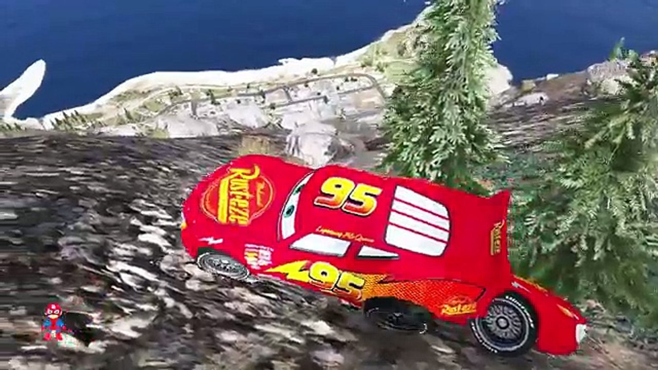 Lightning McQueen in Danger * Tram Trouble Spiderman Cartoon Cars for Kids Nursery Rhymes Songs SHS