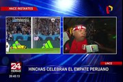 Hinchas celebran el empate de Perú ante Argentina