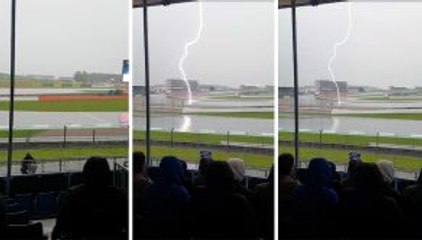 Shocking Moment Bolt Of Lightning Strikes Middle Of Silverstone Race Track
