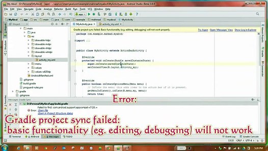 Gradle Project Sync Failed Basic Functionality Will Not Work
