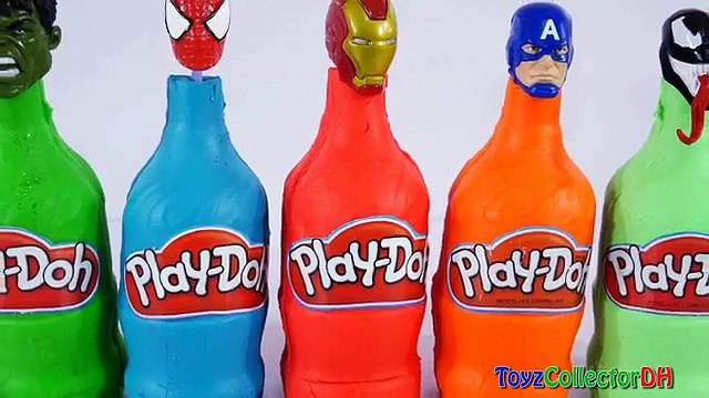 Superhero Bottles Finger Family Compilation Learn Colors Play Doh Bottles Body Paint Ice Cream Scoop