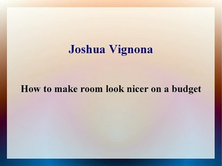 Joshua Vignona - How to make room look nicer on a budget