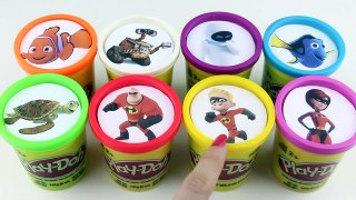 Learn Colors with Disney Charers Finding Dory The Incredibles Wall-E PlayDoh & Toy Surprise