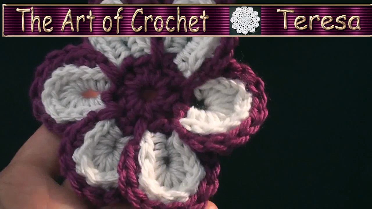 How to make a Cheerful #Crochet knit ENGLISH Flower Tutorial - Free Online YouTube Class Art
