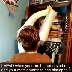 Kid orders bong. Package arrives and his mom wants to see him open it.