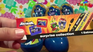 4 Batman plastic Kinder Surprise Eggs unboxing / unwrapping