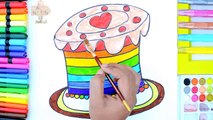 Draw Color Paint Rainbow Heart Cake Coloring Pages and Learn Colors for Kids