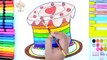 Draw Color Paint Rainbow Heart Cake Coloring Pages and Learn Colors for Kids